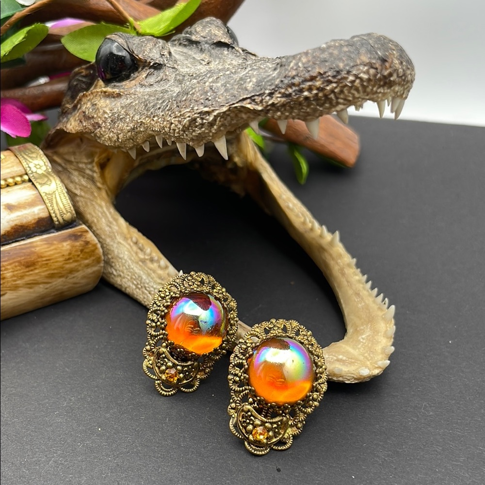 Western Germany filigree clip-on earrings vintage